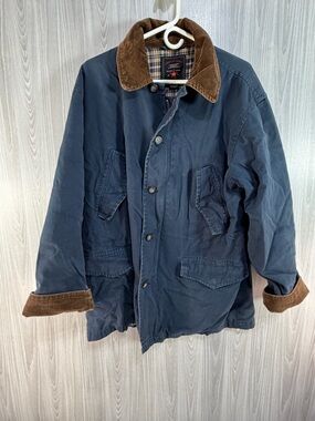 Vintage American Eagle Plaid Lined Barn Jacket Corduroy Accents Size M Chore